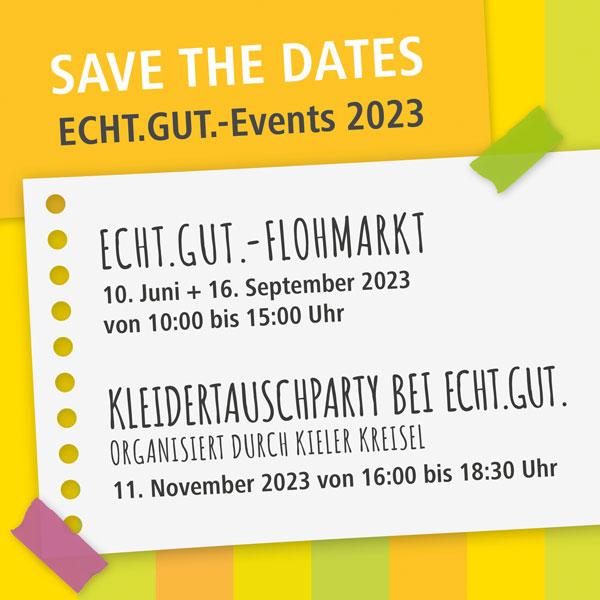 ECHT.GUT.-Flohmarkt am 10. Juni und am 16. September 2023 und Kleidertauschparty bei ECHT.GUT. organisiert durch Kieler Kreisel am 11. November 2023